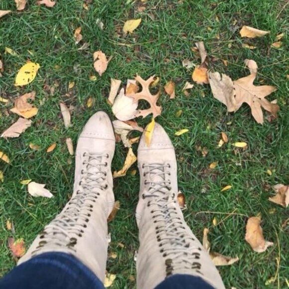 Free People +Jeffrey Campbell Joe Lace-Up Over-the-Knee Boots Light Grey sz 7 - Picture 4 of 16